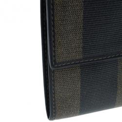 Pre Owned Fendi Pequin Flap Compact Wallet