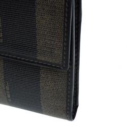 Pre Owned Fendi Pequin Flap Compact Wallet