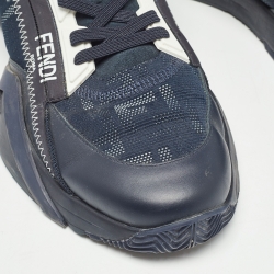 Fendi Black Leather and Mesh Flow Low Top Sneakers Size 42