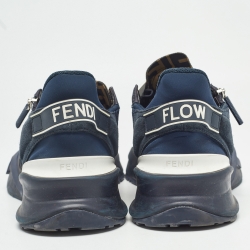 Fendi Black Leather and Mesh Flow Low Top Sneakers Size 42