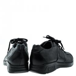 Fendi Black Zucca Canvas and Leather Sneakers Size 42.5