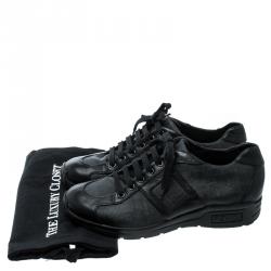 Fendi Black Zucca Canvas and Leather Sneakers Size 42.5