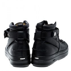 Fendi Black Leather Lace Up High Top Sneakers Size 41