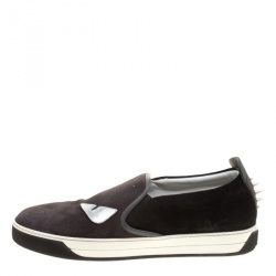 Pre Owned Fendi Two Tone Suede Monster Slip On Sneakers Size 44