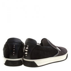 Pre Owned Fendi Two Tone Suede Monster Slip On Sneakers Size 44