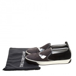 Pre Owned Fendi Two Tone Suede Monster Slip On Sneakers Size 44