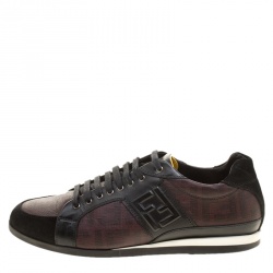 Fendi Two Tone Zucca Canvas and Leather Low Top Sneakers Size 41.5