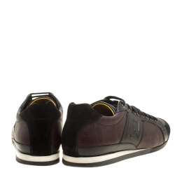Fendi Two Tone Zucca Canvas and Leather Low Top Sneakers Size 41.5