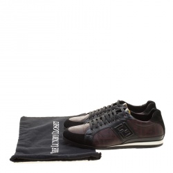 Fendi Two Tone Zucca Canvas and Leather Low Top Sneakers Size 41.5