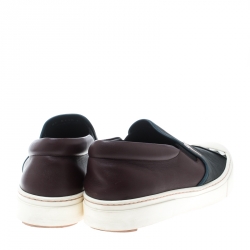 Fendi Tricolor Leather Monster Slip On Sneakers Size 41