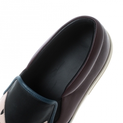 Fendi Tricolor Leather Monster Slip On Sneakers Size 41