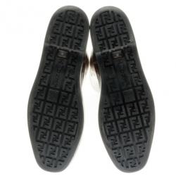 Pre Owned Fendi Tobacco Zucca Rubber Wedge Rain Boots Size 36