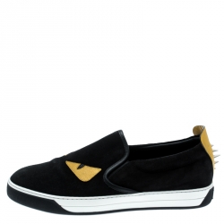 Fendi Two Tone Suede Monster Slip On Sneakers Size 44