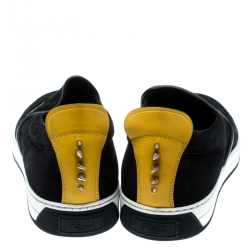 Fendi Two Tone Suede Monster Slip On Sneakers Size 44