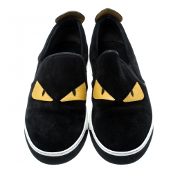 Fendi Two Tone Suede Monster Slip On Sneakers Size 44