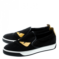 Fendi Two Tone Suede Monster Slip On Sneakers Size 44