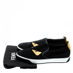 Fendi Two Tone Suede Monster Slip On Sneakers Size 44