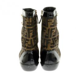 مملوكة مسبقًا Fendi Tronchetto Zucca Flat Ankle Boots Size 39.5