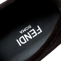 Pre Owned Fendi Brown Suede Logo Loafers Size 43