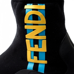  Fendi Black Knit Fabric Love High Top Sock Sneakers Size 41