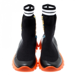  Fendi Black Knit Fabric Love High Top Sock Sneakers Size 41