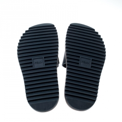 Fendi Blue TPU Fussbett Flat Slides Size 42