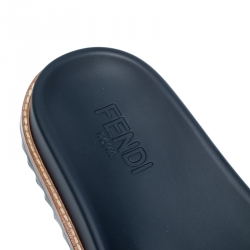 Fendi Blue TPU Fussbett Flat Slides Size 42