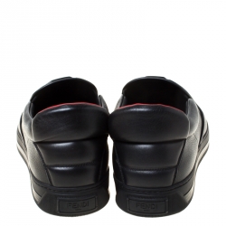 Fendi Black Leather Monster 3D Eyes Slip On Sneakers Size 42