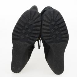 مملوكة مسبقًا Fendi Black Suede Over the Knee Wedge Boots Size 37