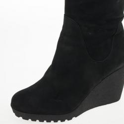 مملوكة مسبقًا Fendi Black Suede Over the Knee Wedge Boots Size 37