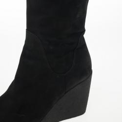 مملوكة مسبقًا Fendi Black Suede Over the Knee Wedge Boots Size 37