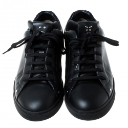 Fendi Black Leather Men's Face Low Top Sneakers Size 40.5