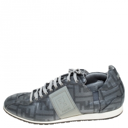  Fendi Silver Canvas Zucca Sneakers Size 40