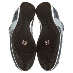  Fendi Silver Canvas Zucca Sneakers Size 40