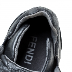  Fendi Silver Canvas Zucca Sneakers Size 40