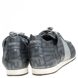  Fendi Silver Canvas Zucca Sneakers Size 40