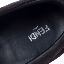 مملوكة مسبقًا Fendi Black Suede Leather Bag Bugs Spike Slip On Sneakers Size 42