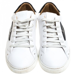 Fendi White Leather Bag Bugs Low Top Sneakers Size 41