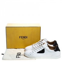 Fendi White Leather Bag Bugs Low Top Sneakers Size 41