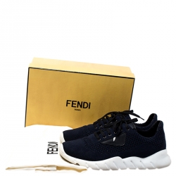 Fendi Blue Nylon Fabric Lace Up Sneakers Size 41