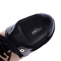 Pre Owned Fendi Blue Suede and Leather FF Logo Band Lace Up Sneakers Size 42