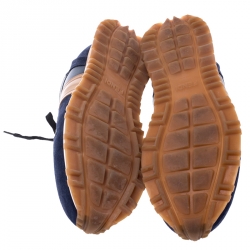 Pre Owned Fendi Blue Suede and Leather FF Logo Band Lace Up Sneakers Size 42