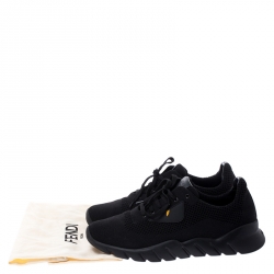 Fendi Black Knit Fabric Bag Bugs Low Top Sneakers Size 43