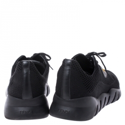 Fendi Black Knit Fabric Bag Bugs Low Top Sneakers Size 43