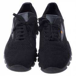 Fendi Black Knit Fabric Bag Bugs Low Top Sneakers Size 43