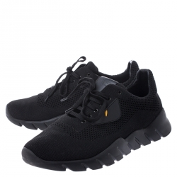 Fendi Black Knit Fabric Bag Bugs Low Top Sneakers Size 43