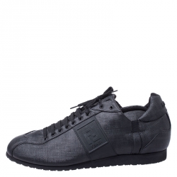 Fendi Black Zucca Canvas and Leather F Logo Sneakers Size 45