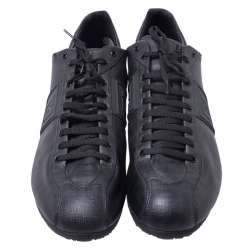 Fendi Black Zucca Canvas and Leather F Logo Sneakers Size 45