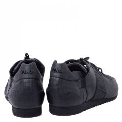 Fendi Black Zucca Canvas and Leather F Logo Sneakers Size 45