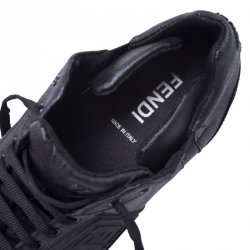 Fendi Black Zucca Canvas and Leather F Logo Sneakers Size 45